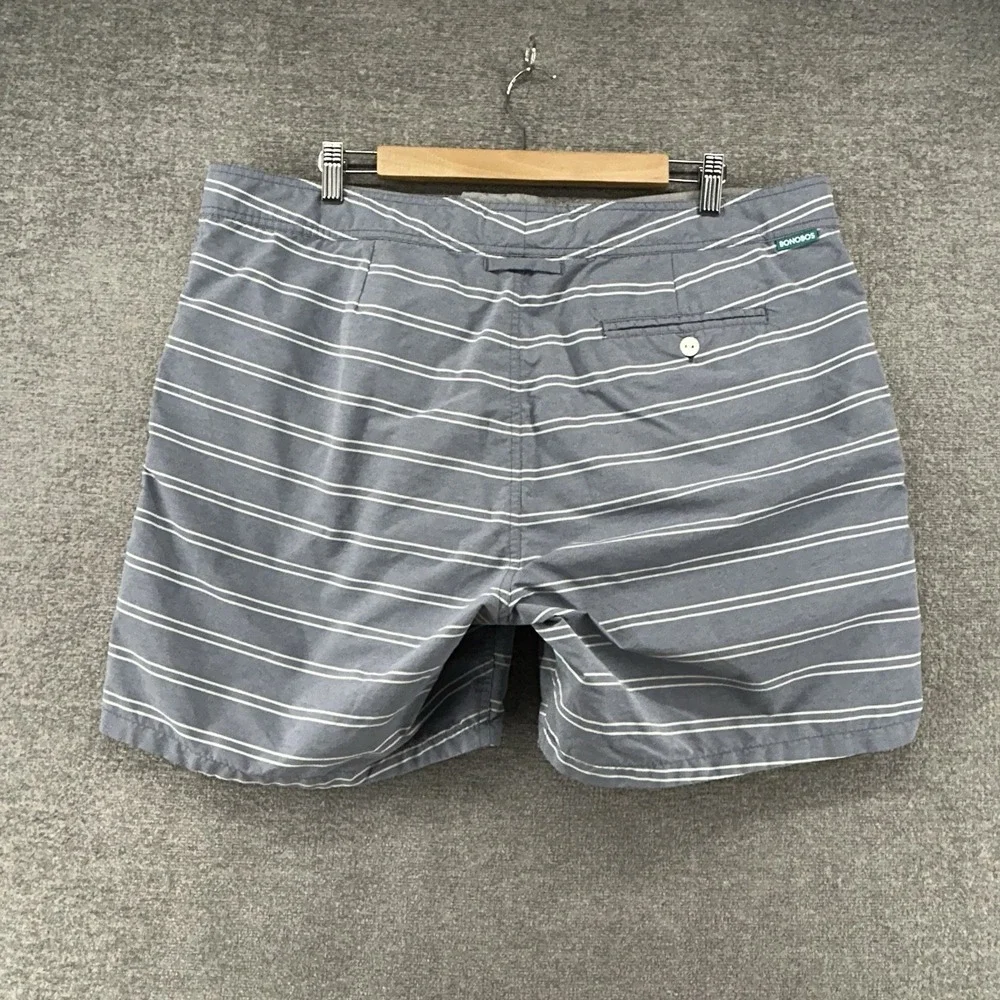 Bonobos Board Shorts Men Size 40x7 Gray Striped Beach Lined Summer Drawstrings